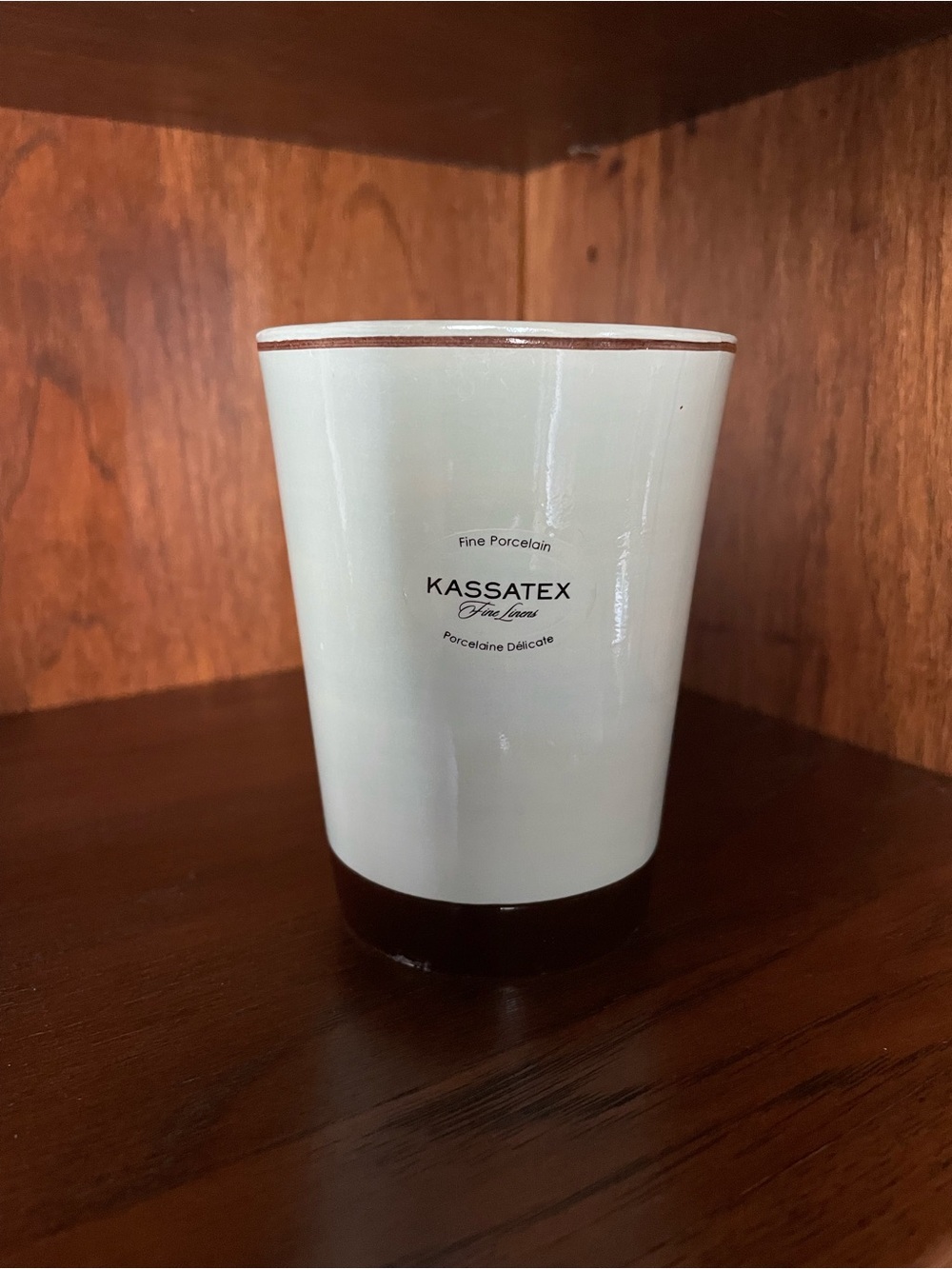 Kassatex Porcelain Blue, With Brown Trim & Base, Cup